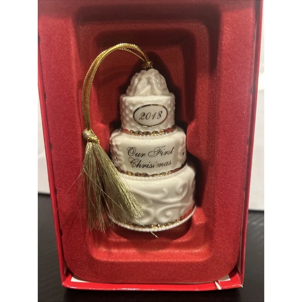 Lenox * 2018 Our First Christmas * Cake Style Ornament *